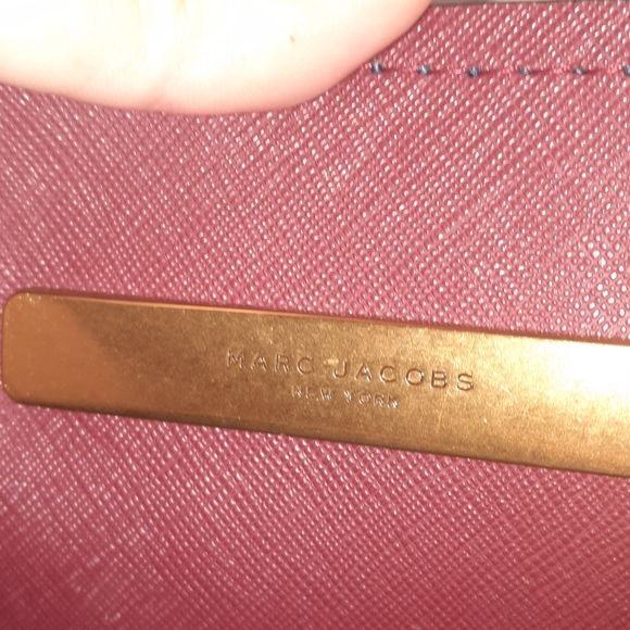 MARC JACOBS Editor Leather Tote Bag Blue Sea Navy Red Everyday Versatile Classic - Picture 14 of 16